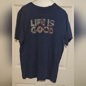 Life is Good Blue Bicycle T-Shirt Sz M